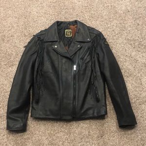 Heavy duty women’s leather bike jacket